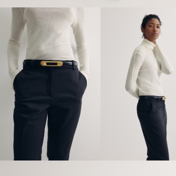 H&M Classic Straight Leg High Waisted Slacks with Pockets - Size 10 in All Black - Picture 1 of 11